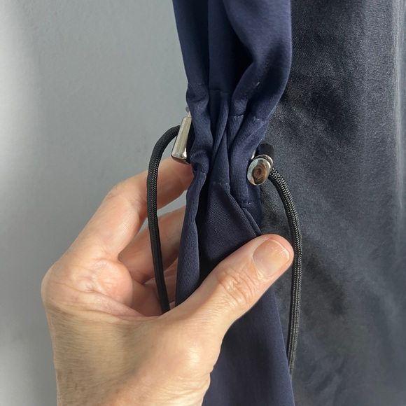 NEW INCLAN Studio Navy Black Cupra Silk Organza Sleeveless Blouse Lagenlook XS - Picture 6 of 12